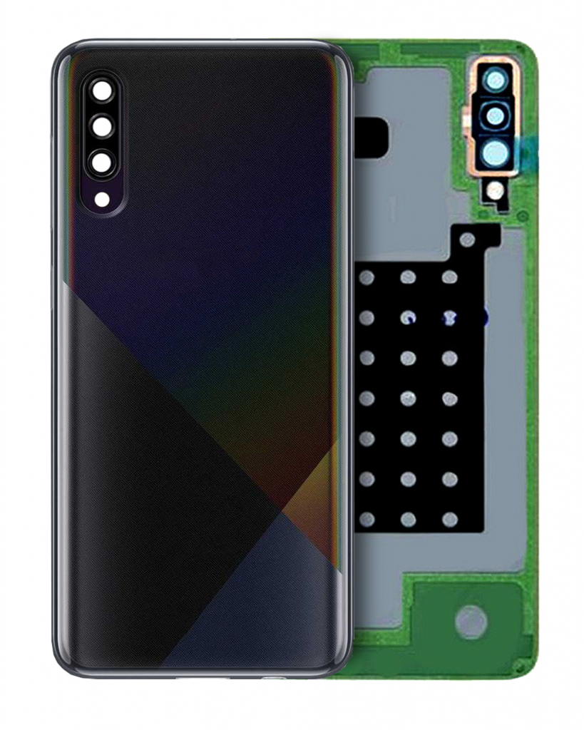 Back Cover Glass With Camera Lens For Samsung Galaxy A30S (A307 / 2019) (Service Pack) (Black)