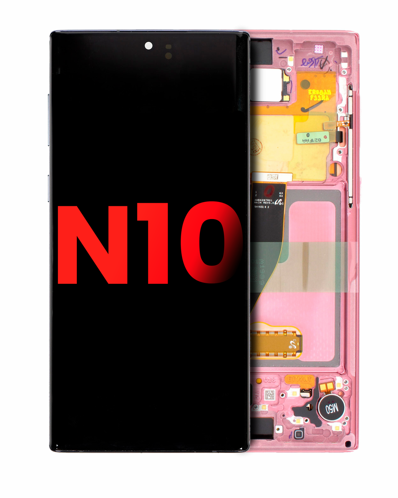 OLED Assembly With Frame For Samsung Galaxy Note 10 (Aftermarket Plus) (Aura Pink)