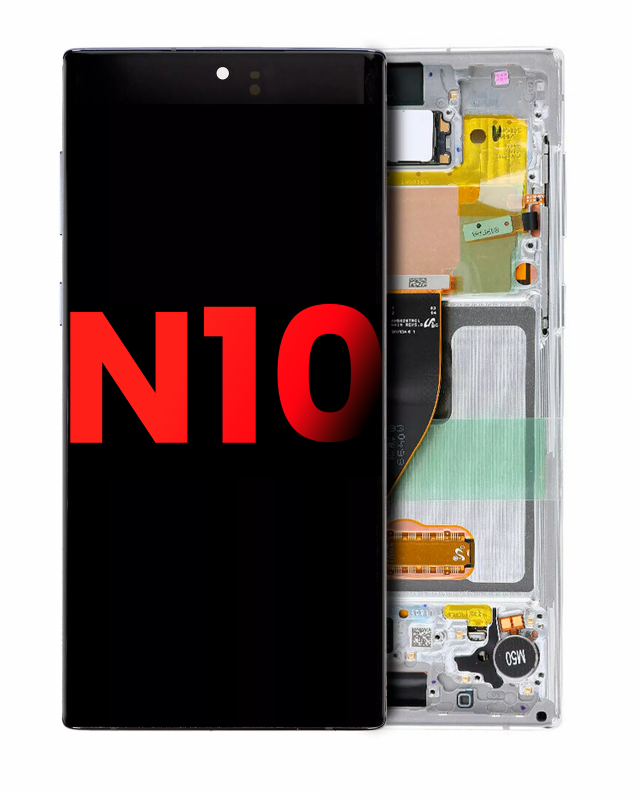OLED Assembly With Frame For Samsung Galaxy Note 10 (Aftermarket Plus) (Aura White)