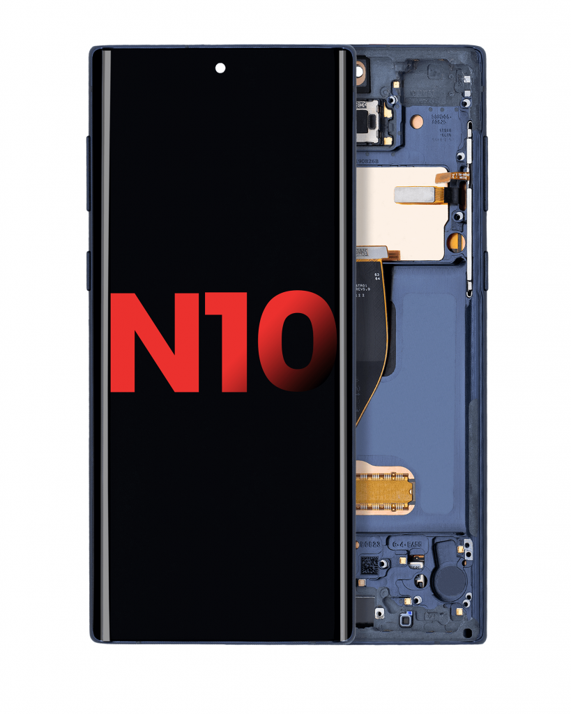 OLED Assembly With Frame For Samsung Galaxy Note 10 (Aftermarket Plus) (Aura Glow / Silver)
