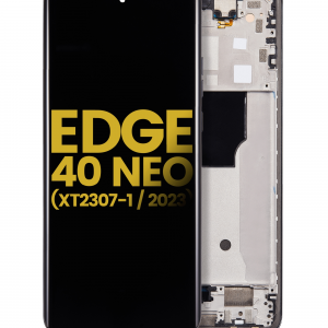 OLED Assembly With Frame For Motorola Moto Edge 40 Neo (XT2307-1 / 2023) (Refurbished) (Black)
