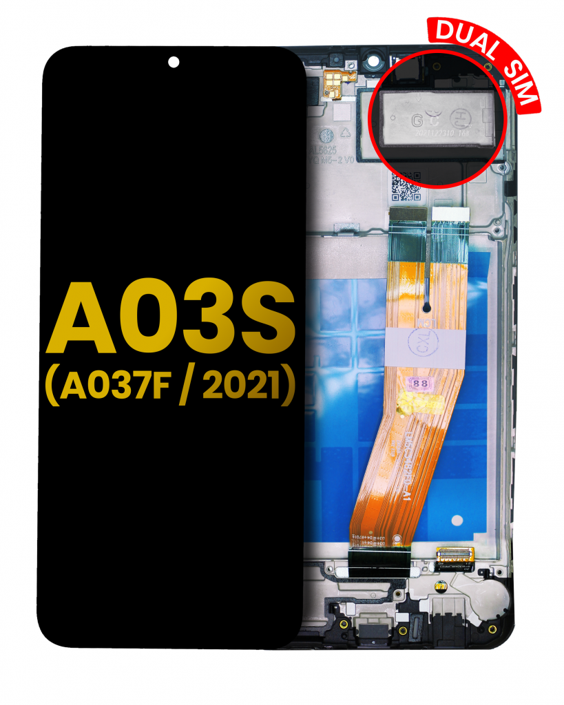 LCD Assembly With Frame For Samsung Galaxy A03s (A037F / 2021) (Dual Sim) (Micro USB Frame) (Refurbished) (All Color)