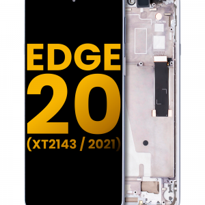 LCD Assembly With Frame For Motorola Edge 20 (XT2143 / 2021) (Refurbished) (Frosted White)