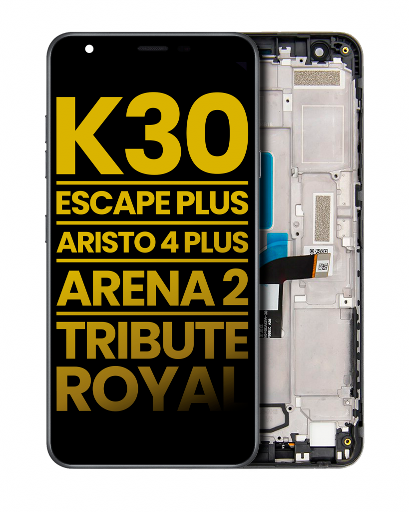 LCD Assembly With Frame For LG K30 (2019) / Escape Plus / Aristo 4 Plus / Arena 2 / Tribute Royal (Refurbished) (All Colors)
