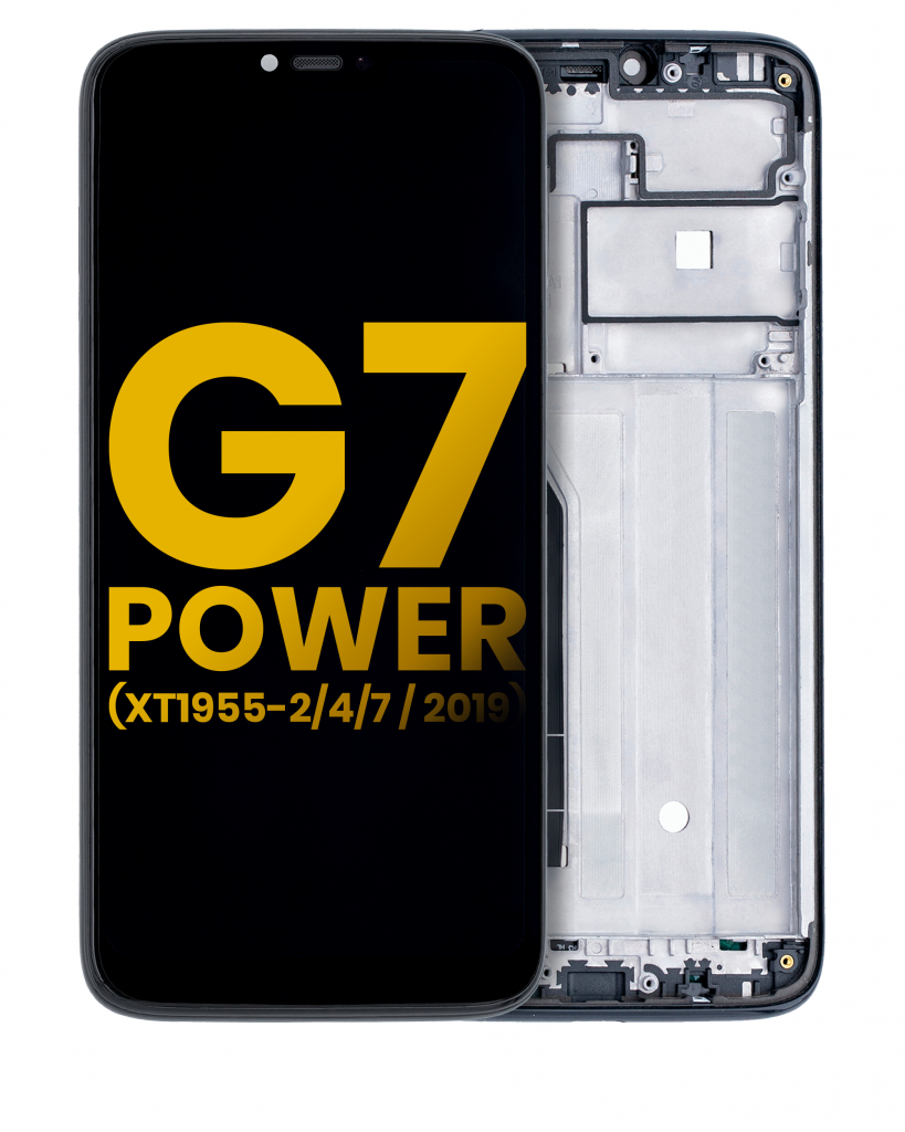 LCD Assembly With Frame For Motorola Moto G7 Power (XT1955-1/2/4/7 / 2019) (International Version) (154MM) (Refurbished) (Ceramic Black)