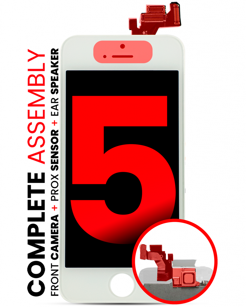 Complete LCD Assembly For iPhone 5 (With Front Camera: Prox Sensor & Earpiece Speaker) (Aftermarket Plus: Tianma) (White)