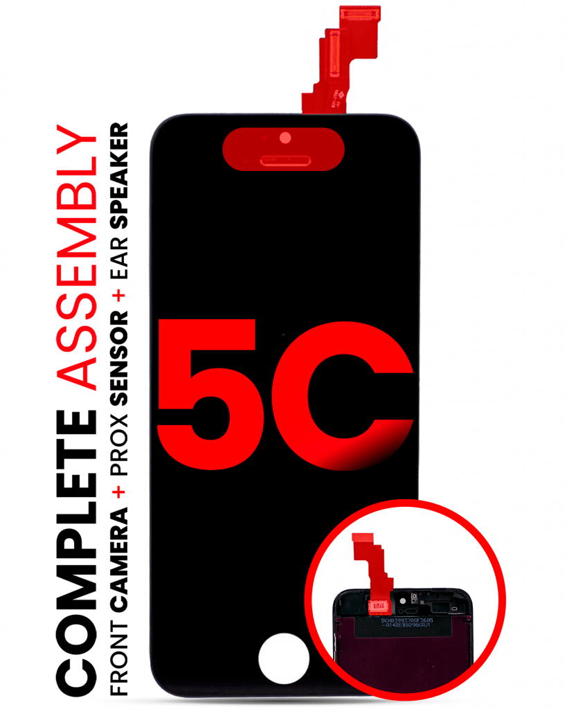 Complete LCD Assembly For iPhone 5C (With Front Camera: Prox Sensor & Earpiece Speaker) (Aftermarket Plus: Tianma) (Black)
