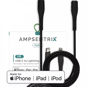 MFI Lightning To USB Type C Cable (AmpSentrix) (Alpha) (Black)