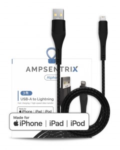 MFI Lightning To USB Type A Cable (AmpSentrix) (Alpha) (Black)