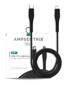 Non-MFI Lightning To USB Type C Cable (AmpSentrix) (Matrix) (Black)