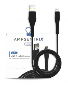 Non-MFI Lightning To USB Type A Cable (AmpSentrix) (Matrix) (Black)