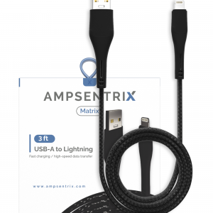 Non-MFI Lightning To USB Type A Cable (AmpSentrix) (Matrix) (Black)