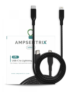 Non-MFI Lightning To USB Type C Cable (AmpSentrix) (Infinity) (Black)