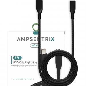 AmpSentrix Infinity USB-C to Lightning Cable (Non-MFI) (2m, 6ft) (Black)