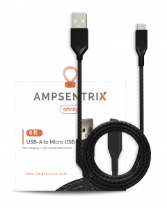 Micro USB To USB Type A Cable (AmpSentrix) (Infinity) (Black)