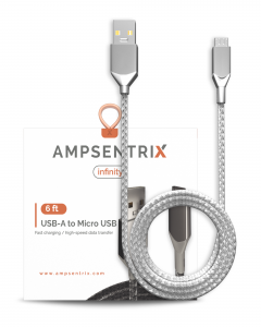 Micro USB To USB Type A Cable (AmpSentrix) (Infinity) (Silver)
