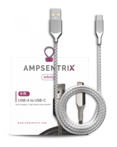 USB Type C To USB Type A Cable (AmpSentrix) (Infinity) (Silver)