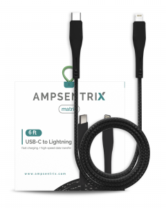Non-MFI USB Type C To Lightning Cable (AmpSentrix) (Matrix) (Black)