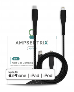 MFI Lightning To USB Type C Cable (AmpSentrix) (Alpha) (Black)