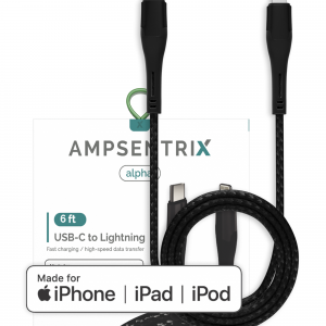 MFI Lightning To USB Type C Cable (AmpSentrix) (Alpha) (Black)