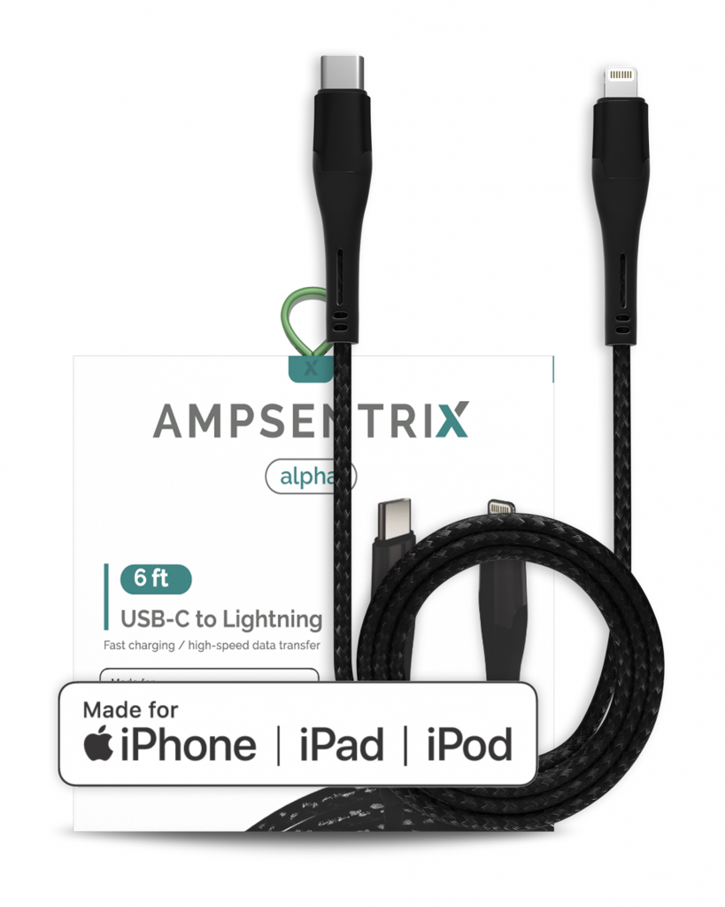 MFI Lightning To USB Type C Cable (AmpSentrix) (Alpha) (Black)