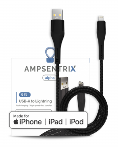 MFI Lightning To USB Type A Cable (AmpSentrix) (Alpha) (Black)