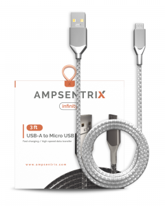 Micro USB To USB Type A Cable (AmpSentrix) (Infinity) (Silver)