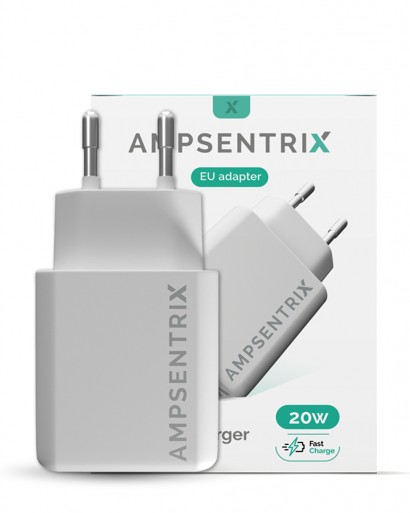 2 Plug - 20W USB Type C And USB Type A Wall Power Adapter (AmpSentrix) (220V EURO)