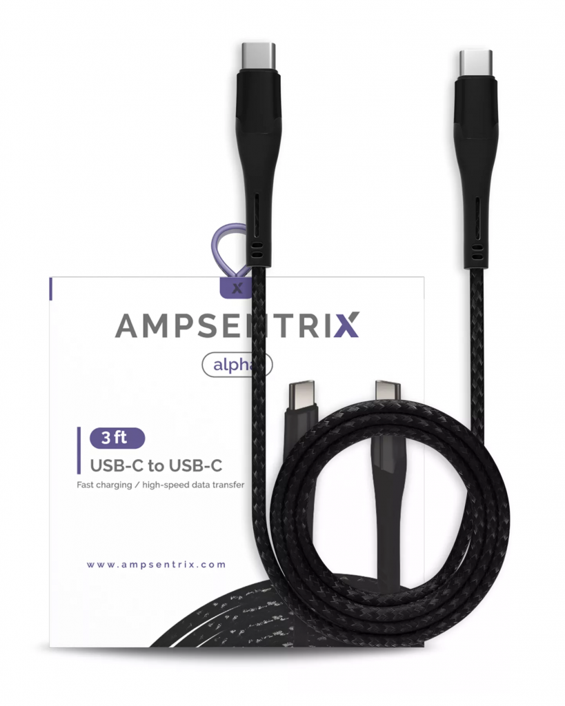 AmpSentrix Alpha USB-C to USB-C Cable (1m, 3ft) (Black)