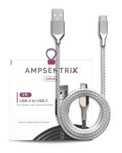 USB Type C To USB Type A Cable (AmpSentrix) (Infinity) (Silver)
