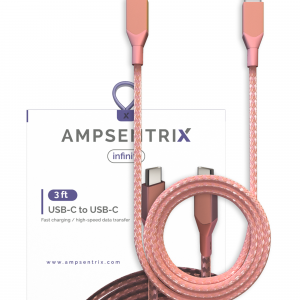 AmpSentrix Infinity USB-C to USB-C Cable (1m, 3ft) (Pink)