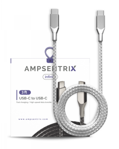 USB Type C To USB Type C Cable (AmpSentrix) (Infinity) (Silver)