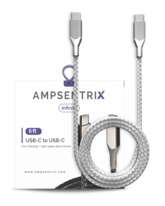USB Type C To USB Type C Cable (AmpSentrix) (Infinity) (Silver)