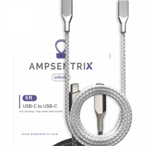 USB Type C To USB Type C Cable (AmpSentrix) (Infinity) (Silver)