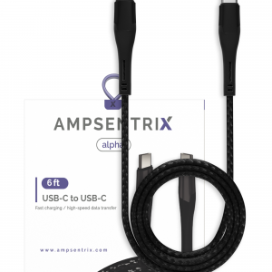 AmpSentrix Alpha USB-C to USB-C Cable (2m, 6ft) (Black)