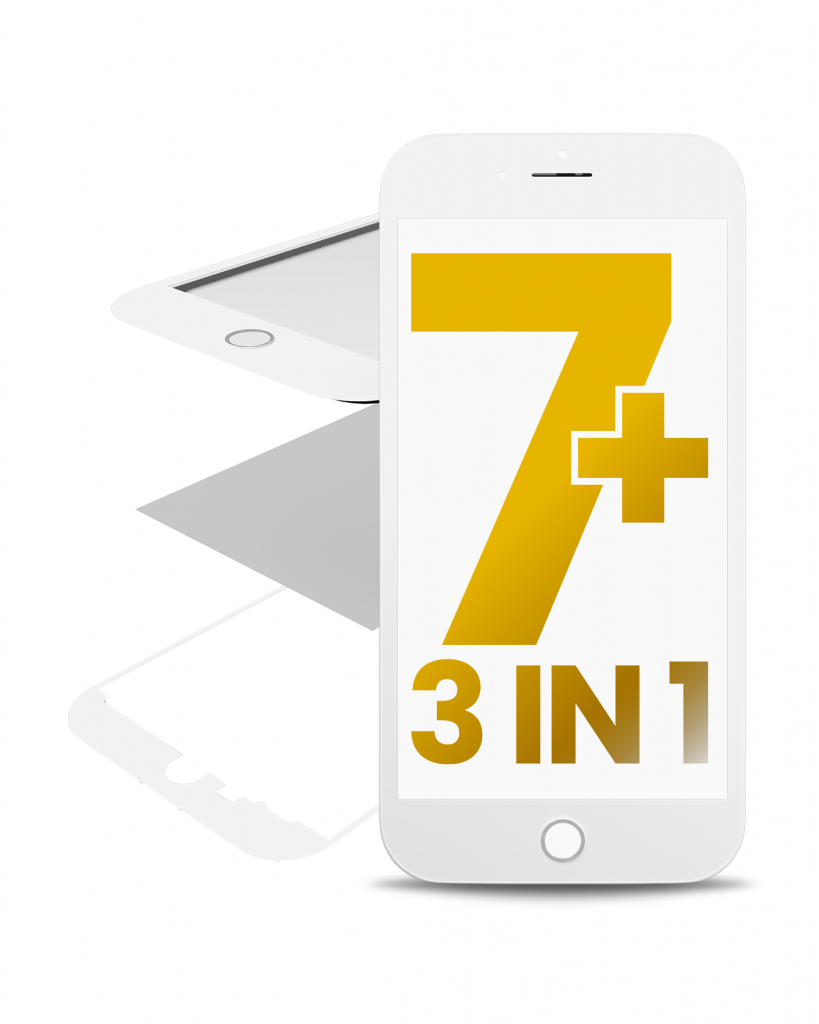 3 in 1 (Front Glass + Frame + OCA Pre-Installed) For iPhone 7 Plus (OCA Master) (White) (2 Pack)