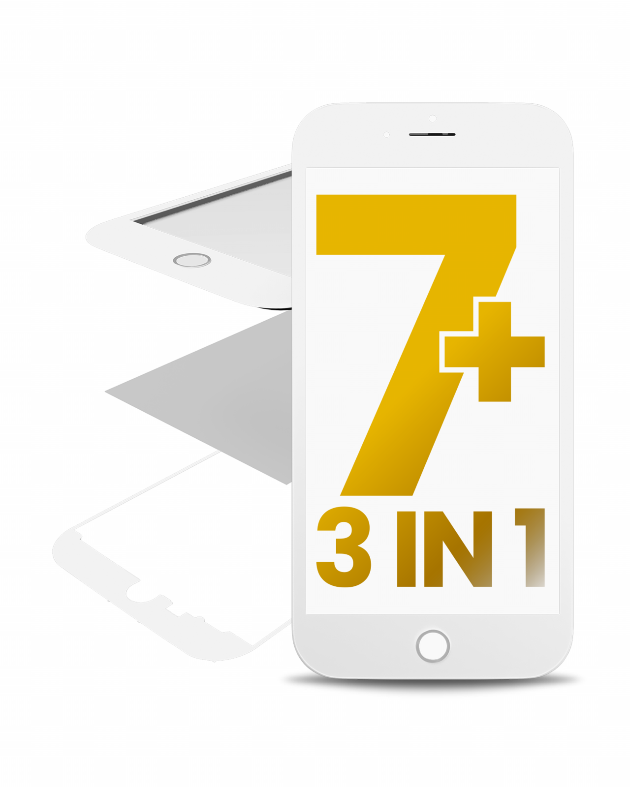 3 in 1 (Glass With OCA Pre-Installed + Frame) For iPhone 7 Plus (OCA Master) (2 Pack) (White)