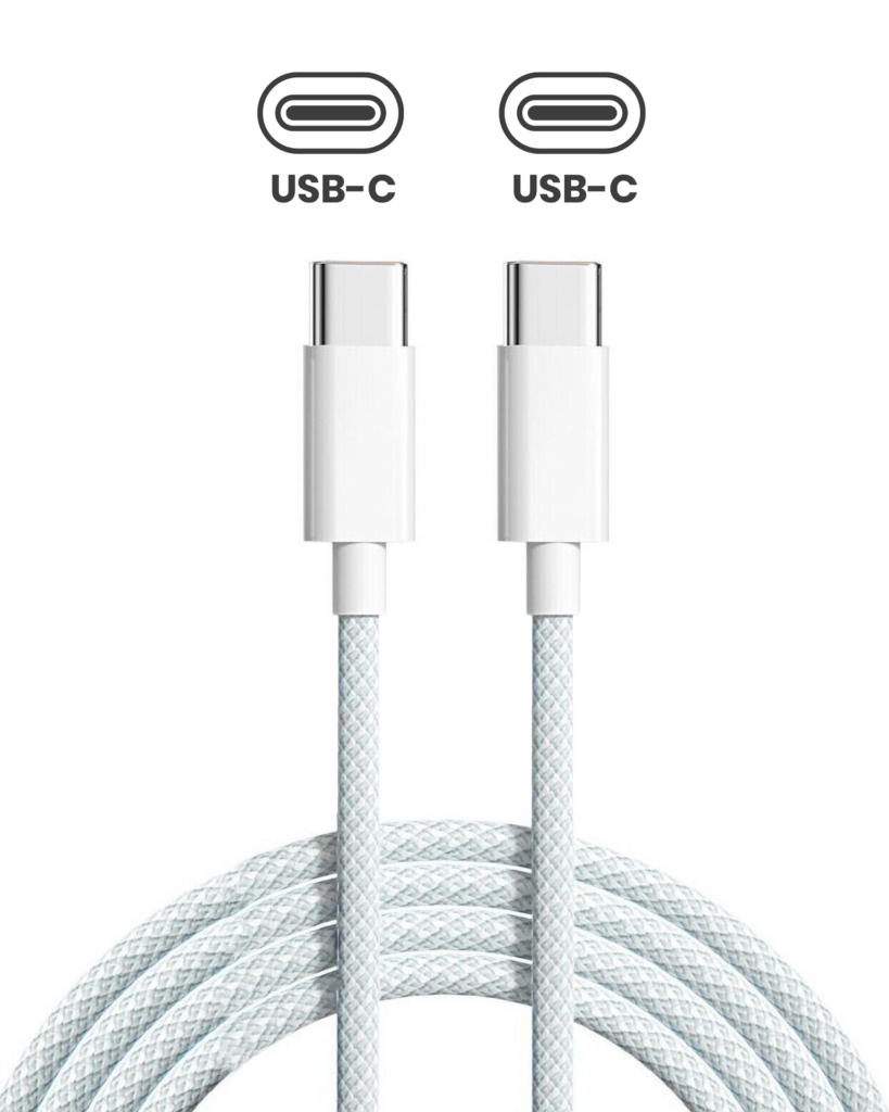 USB-C to C Braided Cable For iPhone / iPad (1 m / 3 ft) (OEM Grade A) (Bulk Packaging) (10 Pack)