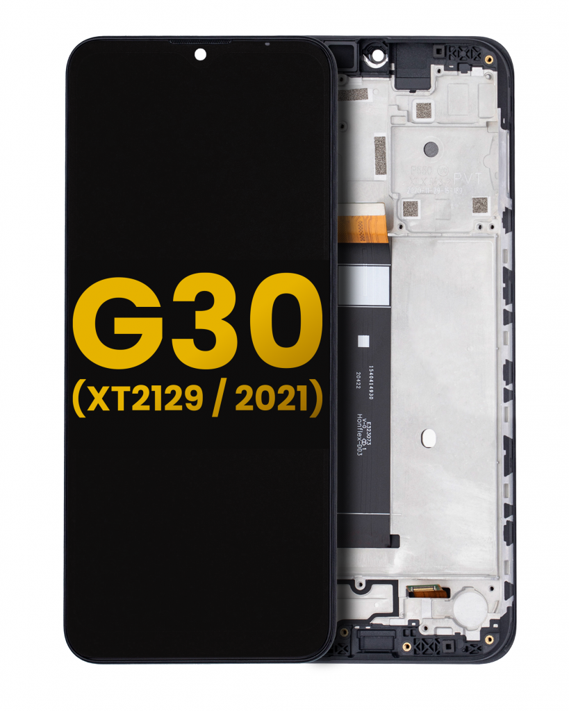 LCD Assembly With Frame For Motorola Moto G30 (XT2129 / 2021) (Refurbished) (Phantom Black)