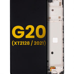 LCD Assembly With Frame For Motorola Moto G20 (XT2128 / 2021) (Refurbished) (Black)