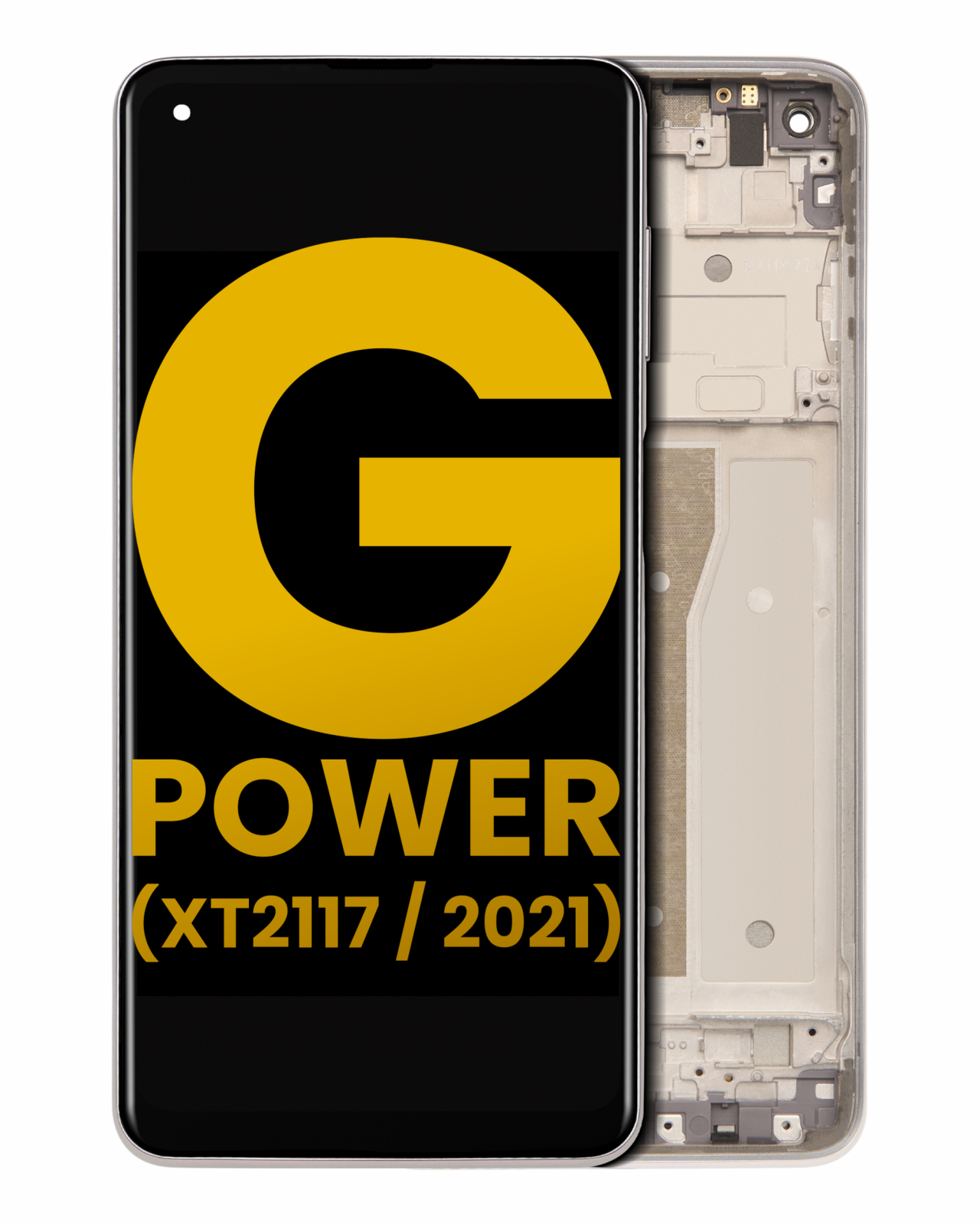 LCD Assembly With Frame For Motorola Moto G Power (XT2117 / 2021) (Refurbished) (Polar Silver)