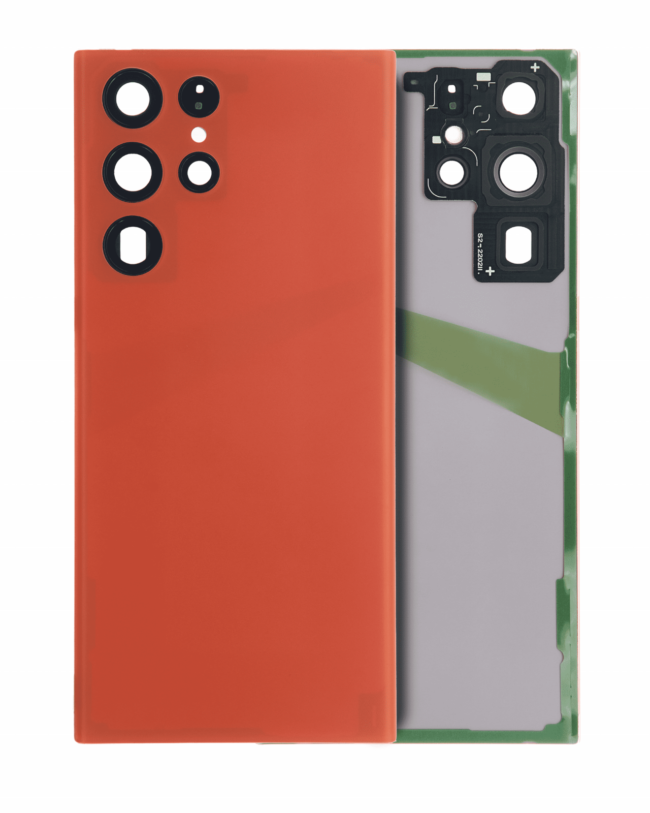 Back Cover Glass With Camera Lens For Samsung Galaxy S22 Ultra 5G (No Logo) (Aftermarket Plus) (Red)