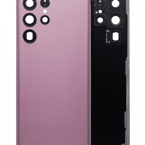 Back Cover Glass With Camera Lens For Samsung Galaxy S22 Ultra 5G (No Logo) (Aftermarket Plus) (Burgundy)