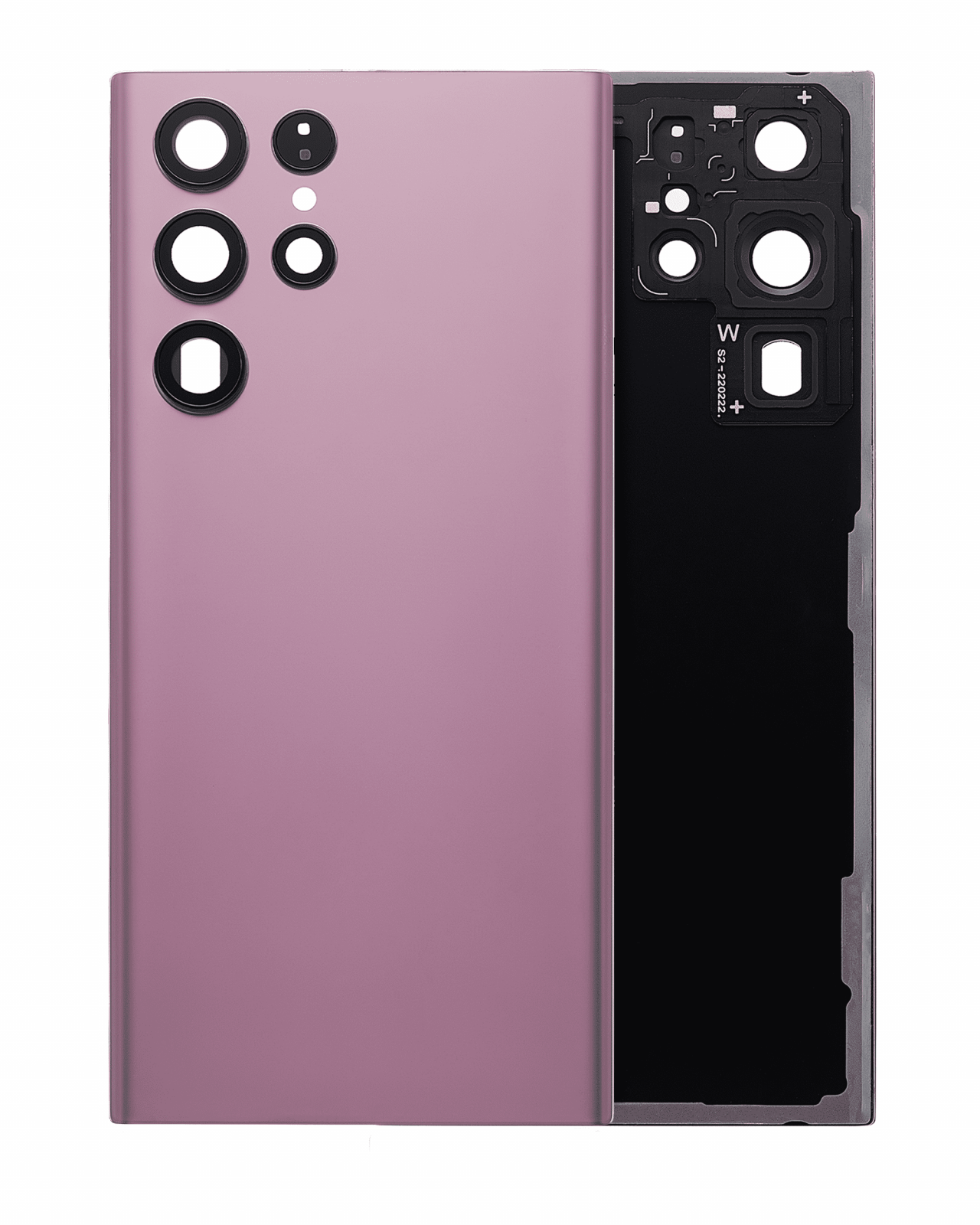 Back Cover Glass With Camera Lens For Samsung Galaxy S22 Ultra 5G (No Logo) (Aftermarket Plus) (Burgundy)