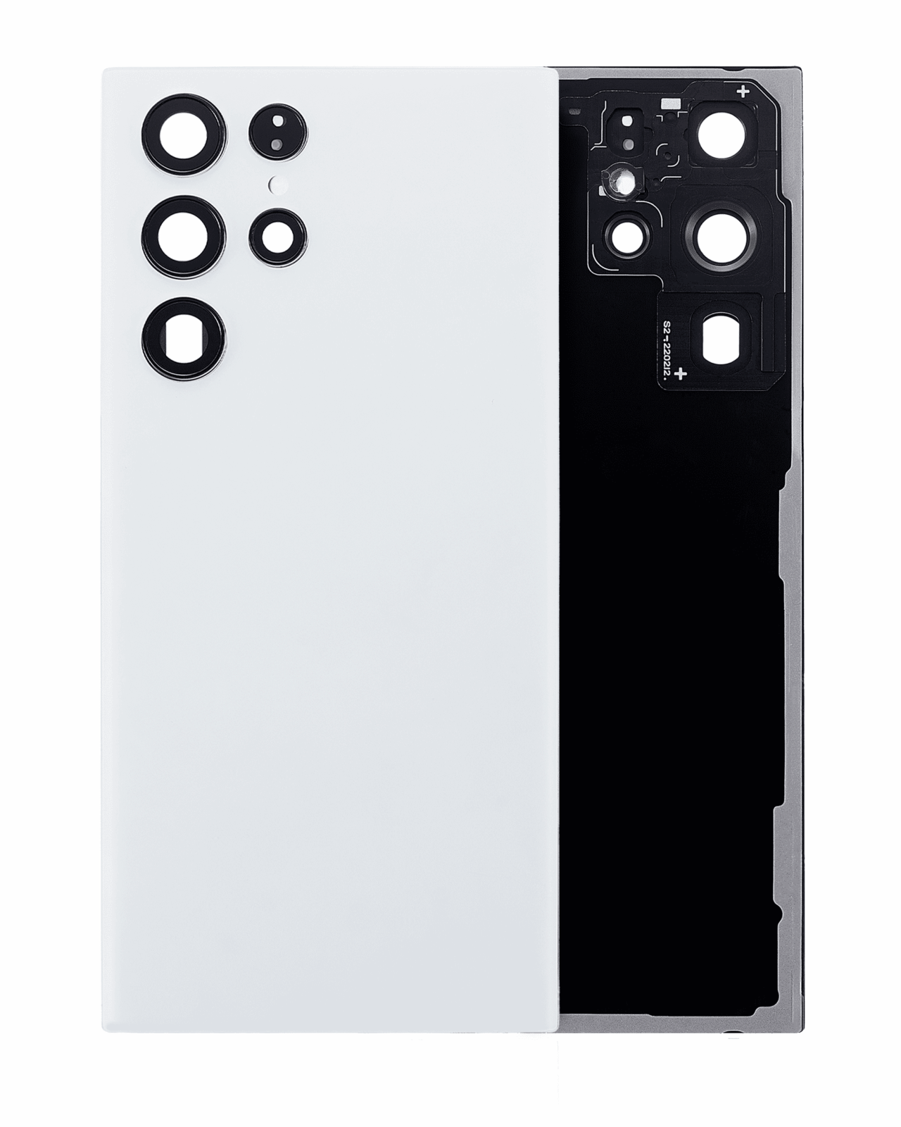 Back Cover Glass With Camera Lens For Samsung Galaxy S22 Ultra 5G (No Logo) (Aftermarket Plus) (White)