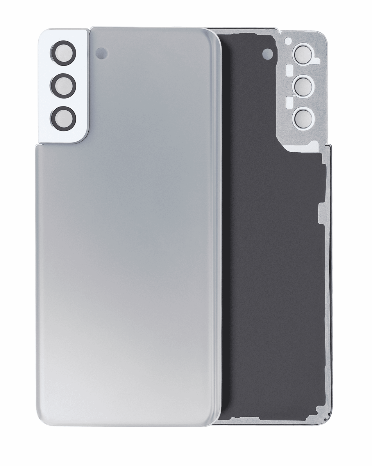 Back Cover Glass With Camera Lens For Samsung Galaxy S21 Plus (No Logo) (Aftermarket Plus) (Phantom Silver)