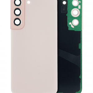 Back Cover Glass With Camera Lens For Samsung Galaxy S22 5G (No Logo) (Aftermarket Plus) (Pink Gold)
