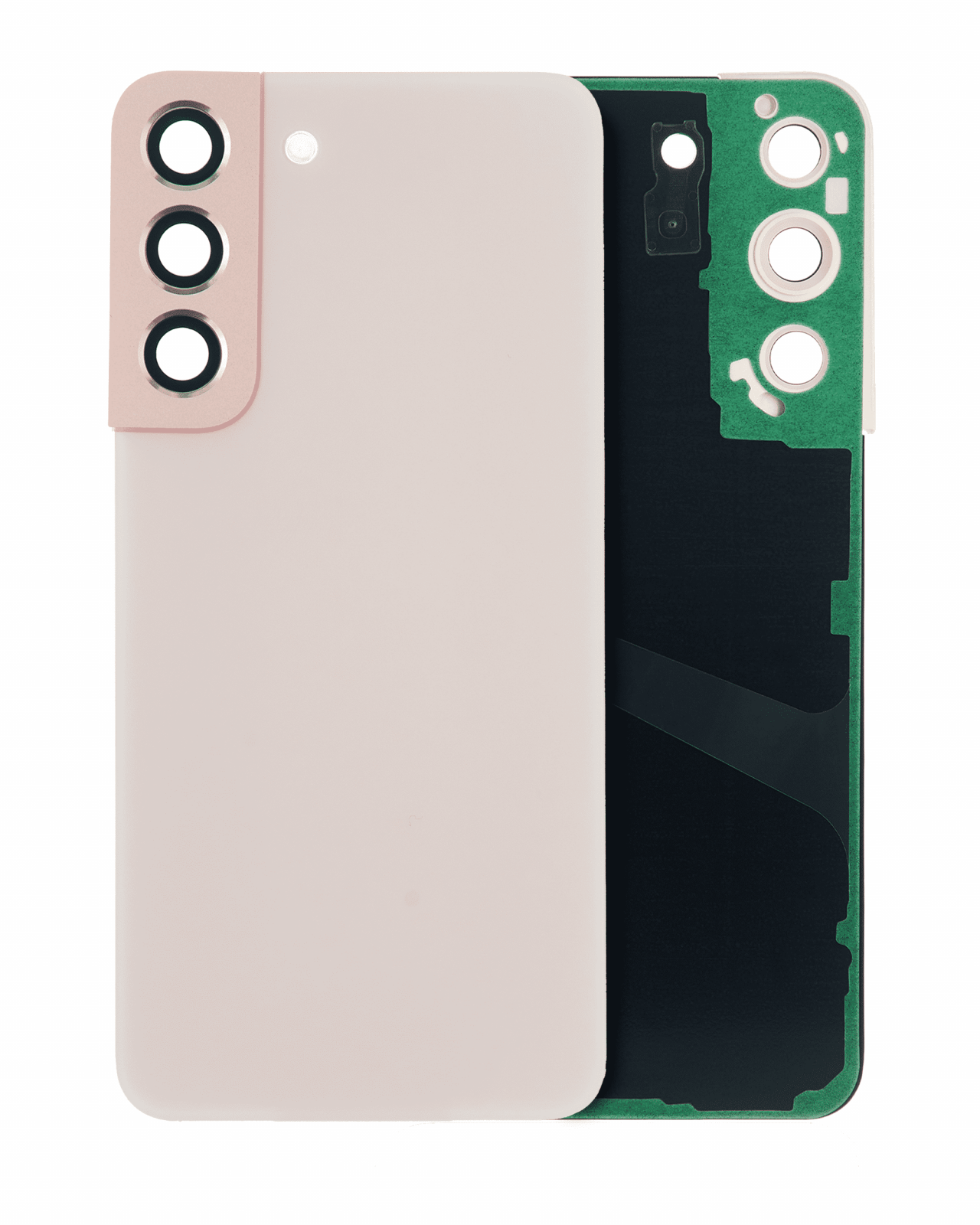 Back Cover Glass With Camera Lens For Samsung Galaxy S22 5G (No Logo) (Aftermarket Plus) (Pink Gold)