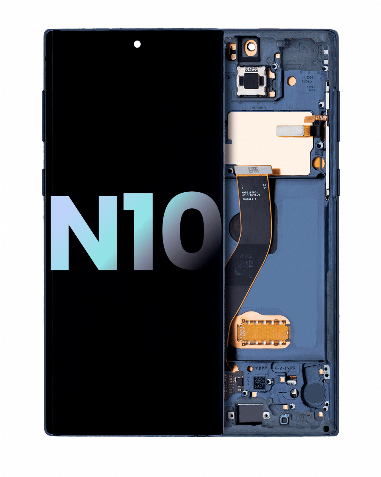 OLED Assembly With Frame For Samsung Galaxy Note 10 (Service Pack) (Aura Glow / Silver)
