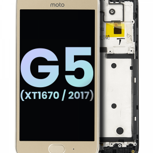 LCD Assembly With Frame For Motorola Moto G5 (XT1670 / 2017) (Genuine OEM) (Gold)